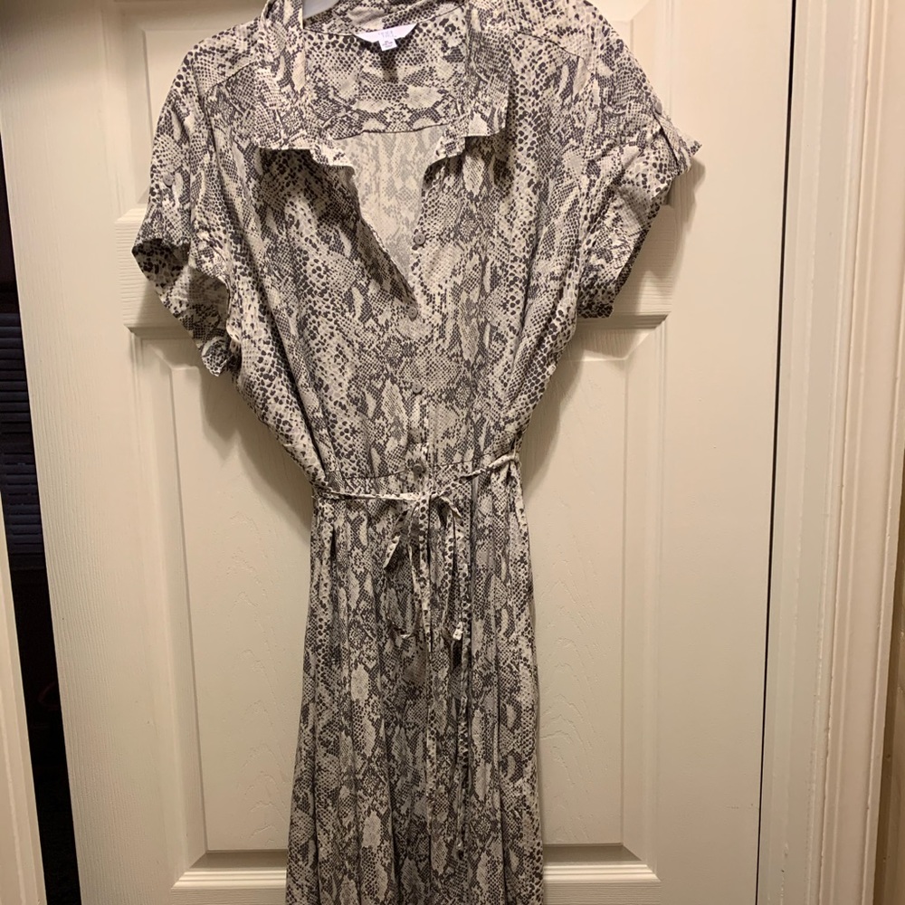 Grey snake printed buttoned down dress.